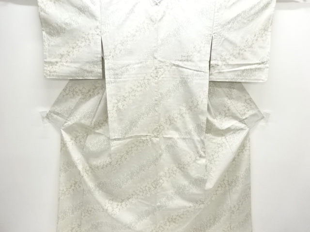 JAPANESE KIMONO / ANTIQUE HITOE KIMONO / SILK / TSUMUGI / WOVEN FLOWER
